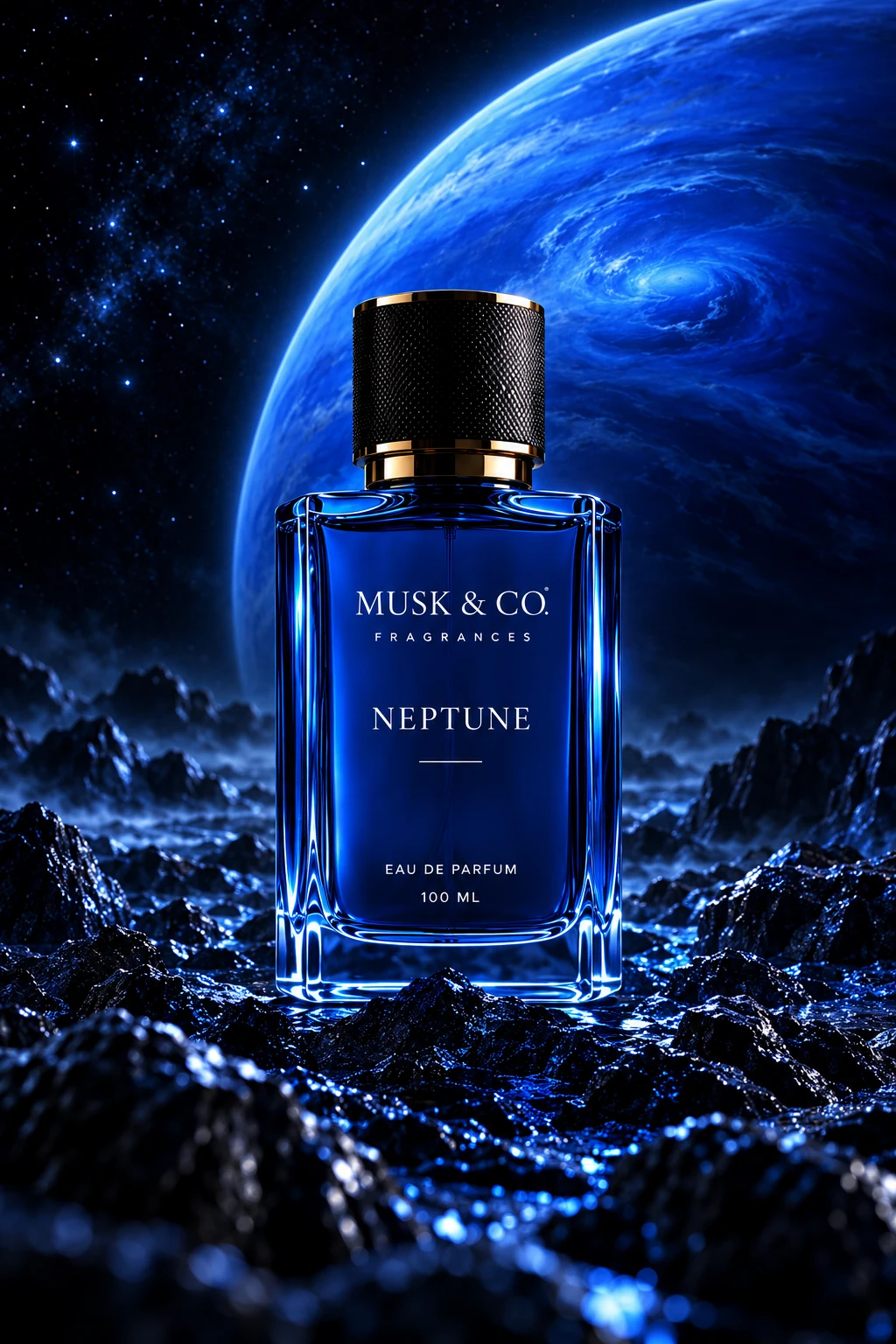 Neptune fragrance preview in deep blue tones