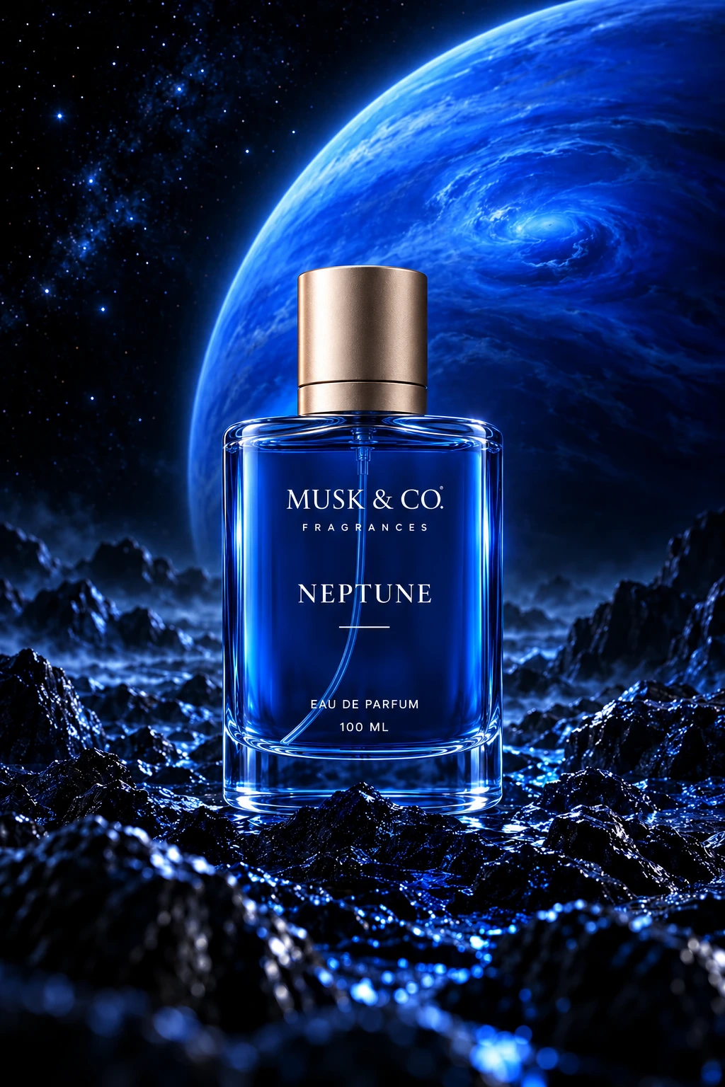Neptune fragrance preview in deep blue tones