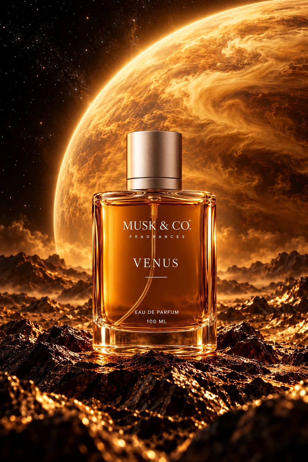 Venus fragrance preview in warm golden tones